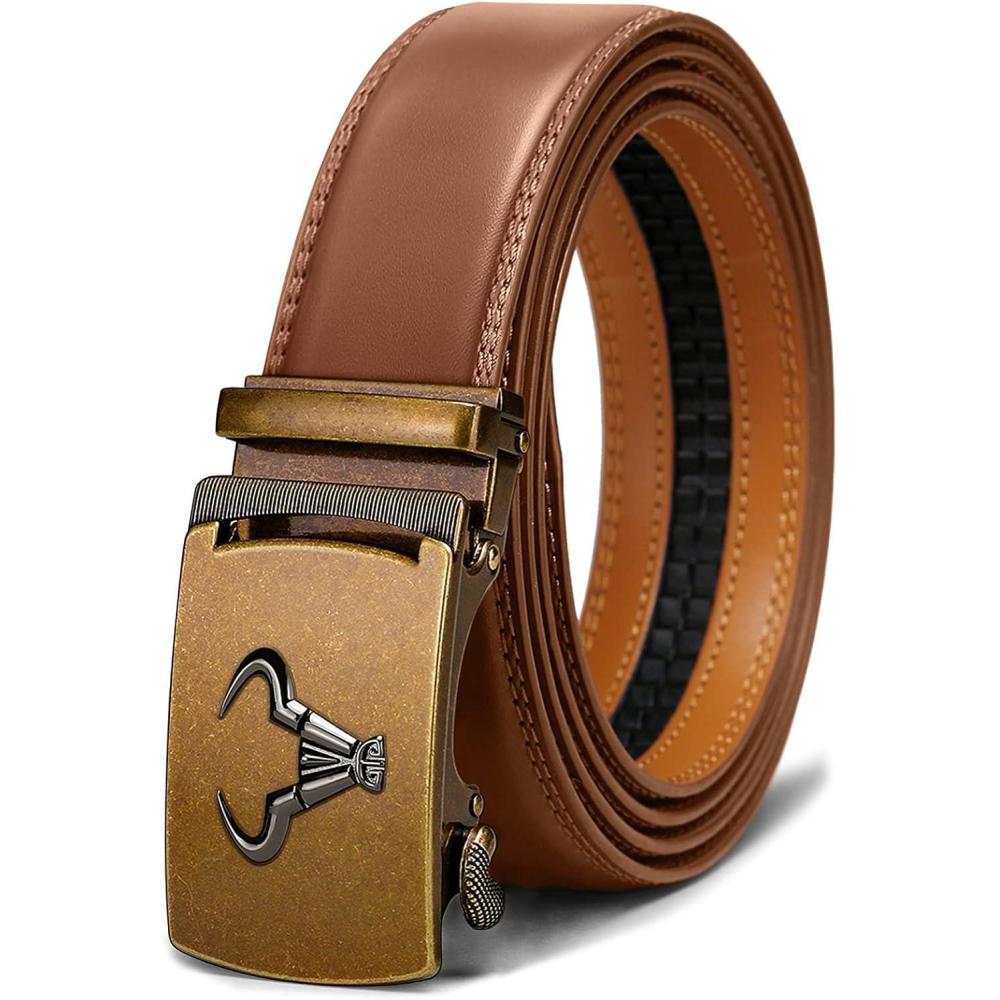 imageBULLIANT Mens BeltBrand Ratchet Belt Of Genuine Leather For Gift Men DressSize CustomizedTawny1510