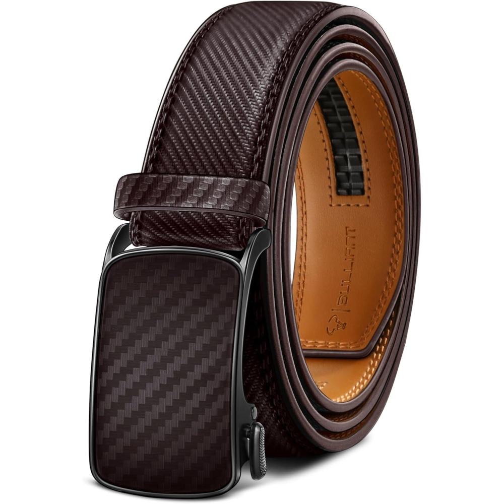 imageBULLIANT Mens Ratchet Belt NontrimmableClick Belt Adjustable for Men Gift Lightweight 1 38quotDeep Brown7775
