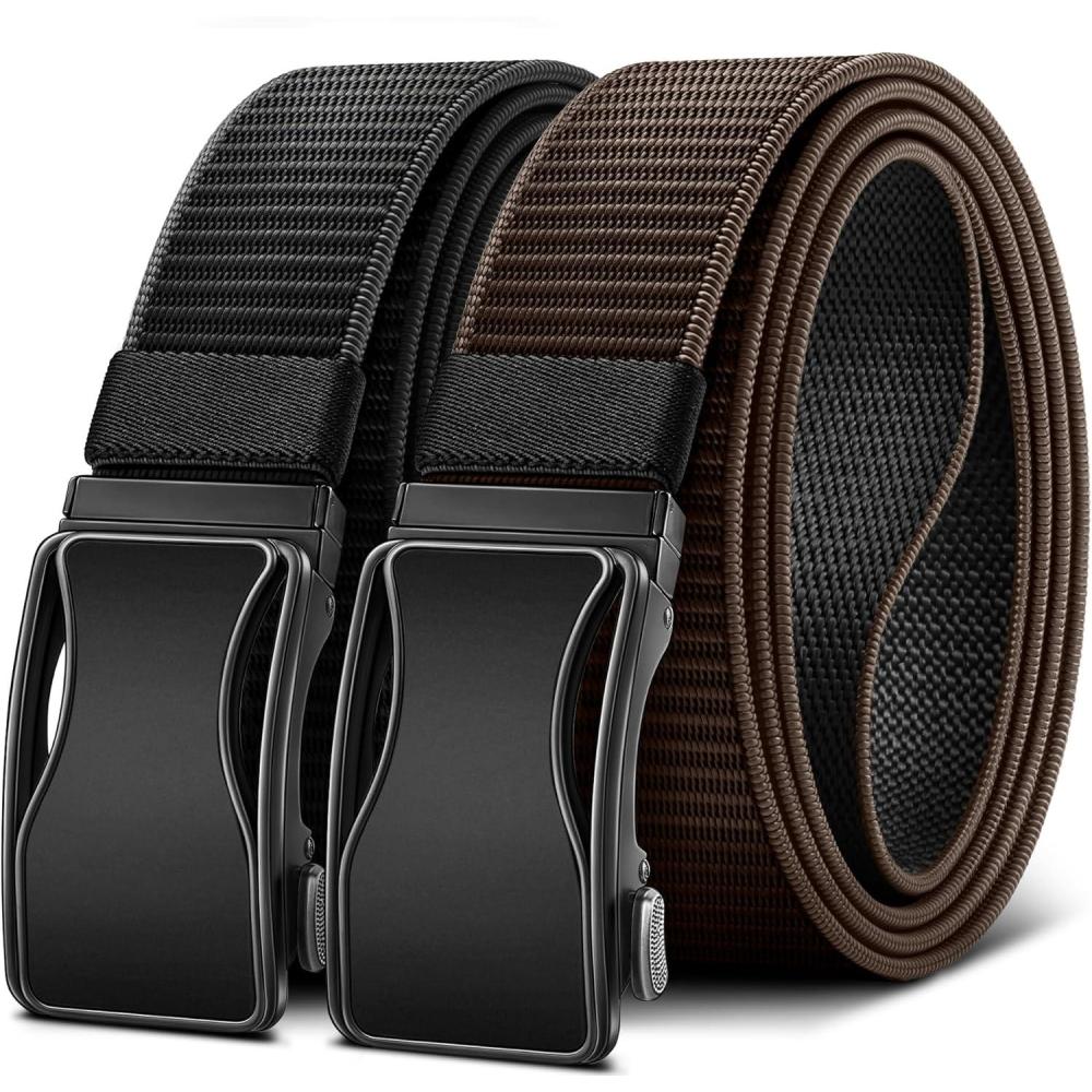 imageBULLIANT Mens Ratchet Belt ReversibleWeb Nylon Casual Belt for Gift Men Golf Hiking Pants Jeans 2 In 1BlackBrown1876