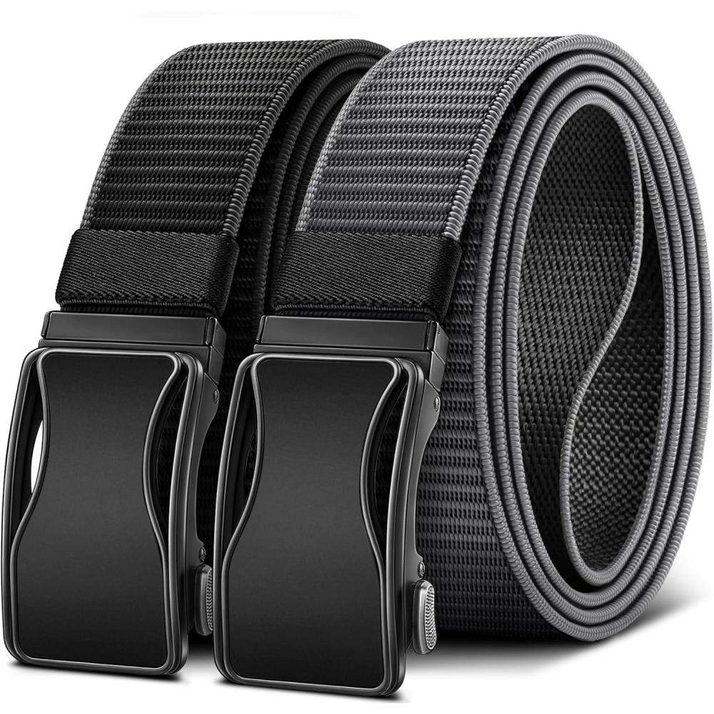 imageBULLIANT Mens Ratchet Belt ReversibleWeb Nylon Casual Belt for Gift Men Golf Hiking Pants Jeans 2 In 1BlackGray1877