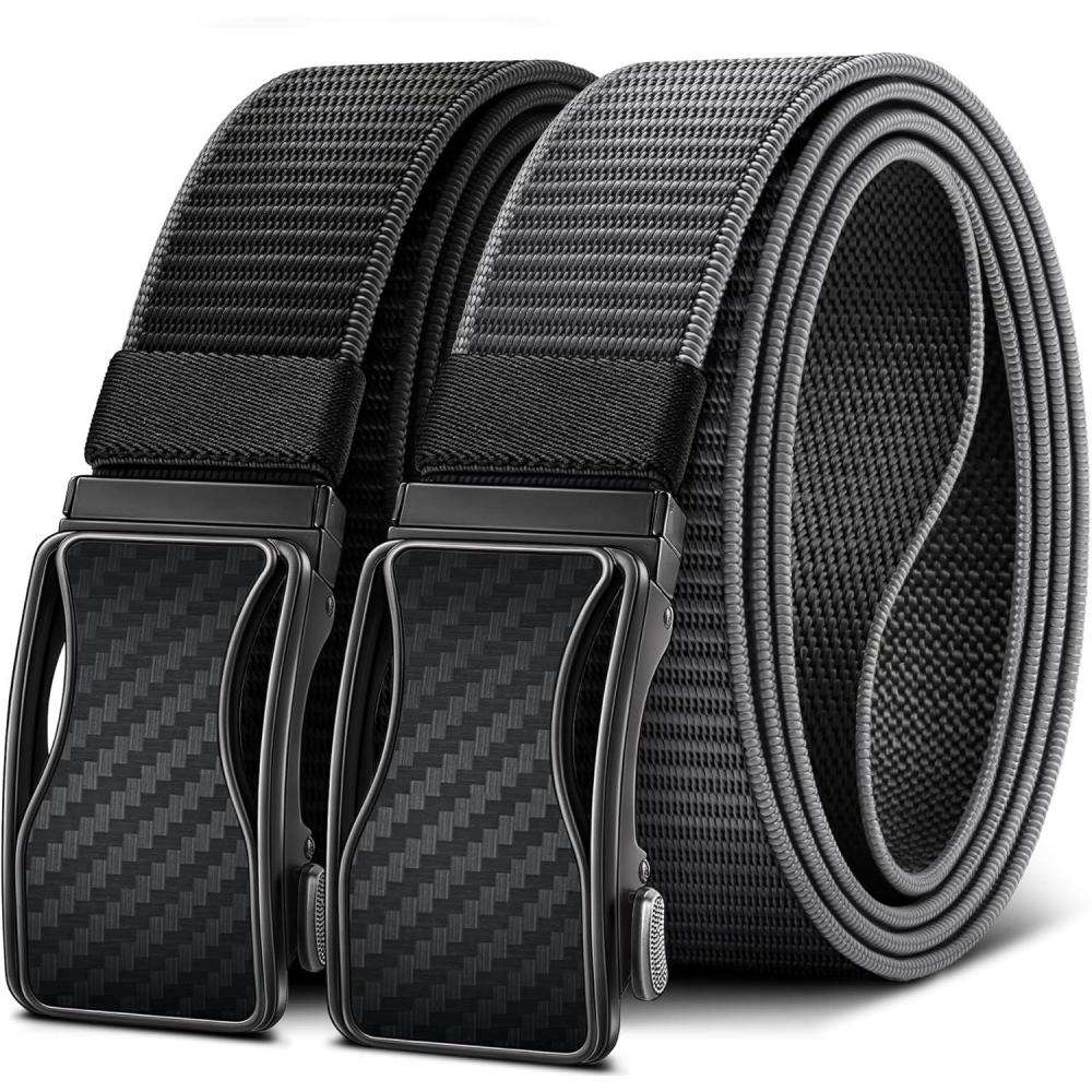 imageBULLIANT Mens Ratchet Belt ReversibleWeb Nylon Casual Belt for Gift Men Golf Hiking Pants Jeans 2 In 1BlackGray2006