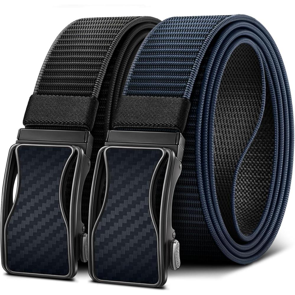 imageBULLIANT Mens Ratchet Belt ReversibleWeb Nylon Casual Belt for Gift Men Golf Hiking Pants Jeans 2 In 1BlackPurplish Blue2556
