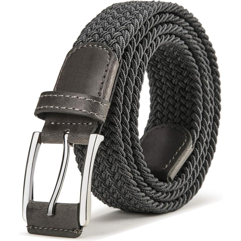 imageBULLIANT Stretch Belt MenMens Gift Woven Braided Web Belt 1 38 for Golf Casual Pants Shirts JeansDark Gray1352