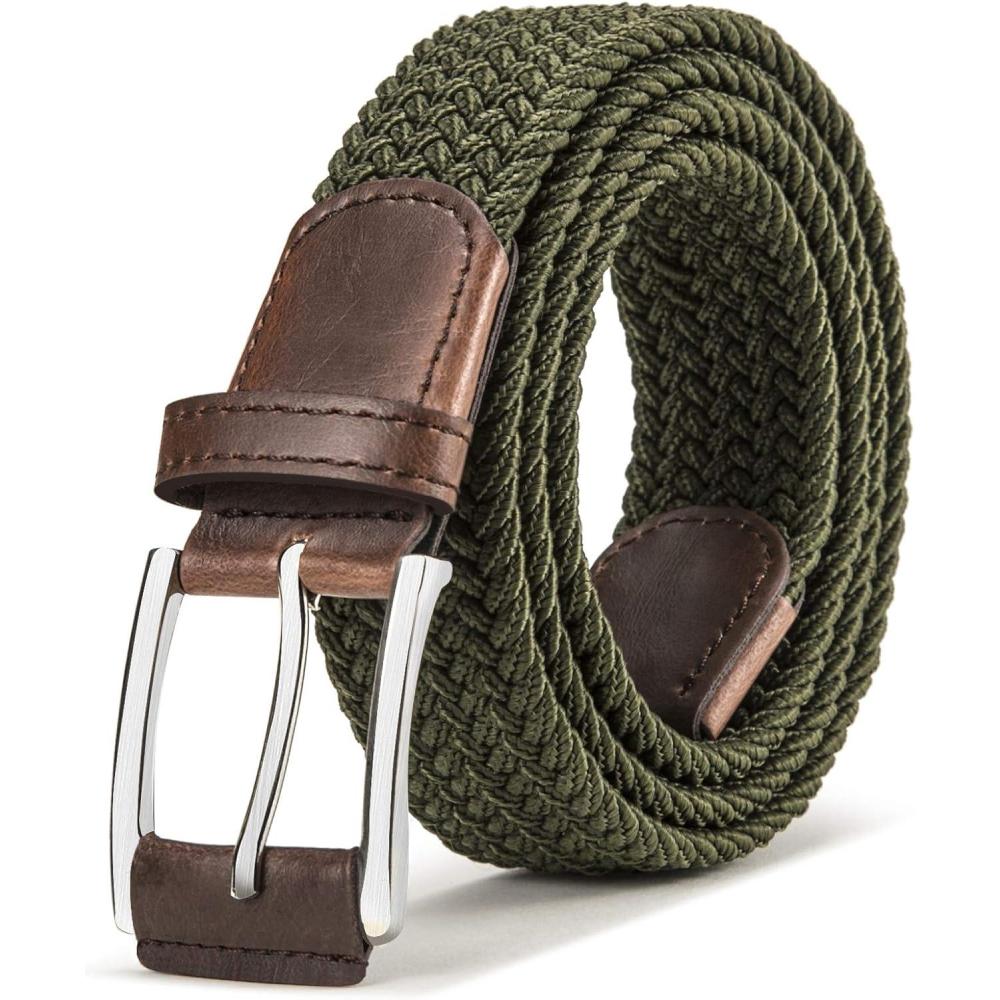 imageBULLIANT Stretch Belt MenMens Gift Woven Braided Web Belt 1 38 for Golf Casual Pants Shirts JeansNavy Green1353