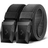 BULLIANT Men Belt 2 Pack,Nylon Web Holster Belt Stretch for Gift Men Outdoor Work Sports Hunting Hiking,Quick Release(2pack-black/Dark Gray2929)