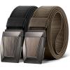 BULLIANT Men Belt 2 Pack,Nylon Web Holster Belt Stretch for Gift Men Outdoor Work Sports Hunting Hiking,Quick Release(2pack-black/Light Brown4647)