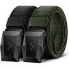 BULLIANT Men Belt 2 Pack,Nylon Web Holster Belt Stretch for Gift Men Outdoor Work Sports Hunting Hiking,Quick Release(2pack-black/Navy Green8381)