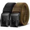 BULLIANT Men Belt 2 Pack,Nylon Web Holster Belt Stretch for Gift Men Outdoor Work Sports Hunting Hiking,Quick Release(2pack-black/Wood Thrush6220)