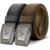 BULLIANT Men Belt 2 Pack,Nylon Web Holster Belt Stretch for Gift Men Outdoor Work Sports Hunting Hiking,Quick Release(2pack-dark Gray/Brown4098)