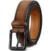 BULLIANT Men Belt,Leather Belt Adjustable For Men Dress Casual Jeans 1 3/8,Cut For Fit(Light Brown6509)