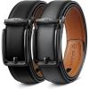 BULLIANT Men Ratchet Belt 2 Pack, Click Sliding Leather Belt Adjustable for Gift Men Dress Casual Jeans 1 3/8,Cut for Fit(2pack-black/Dark Gray8177)