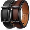 BULLIANT Men Ratchet Belt 2 Pack, Click Sliding Leather Belt Adjustable for Gift Men Dress Casual Jeans 1 3/8,Cut for Fit(2pack-black/Deep Brown8175)