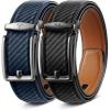 BULLIANT Men Ratchet Belt 2 Pack, Click Sliding Leather Belt Adjustable for Gift Men Dress Casual Jeans 1 3/8,Cut for Fit(2pack-black/Purplish Blue6264)
