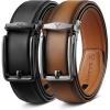 BULLIANT Men Ratchet Belt 2 Pack, Click Sliding Leather Belt Adjustable for Gift Men Dress Casual Jeans 1 3/8,Cut for Fit(2pack-black/Tawny7752)
