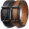 BULLIANT Men Ratchet Belt 2 Pack, Click Sliding Leather Belt Adjustable for Gift Men Dress Casual Jeans 1 3/8,Cut for Fit(2pack-black/Tawny8173)