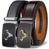 BULLIANT Men belt 2Pack,Leather Ratchet Belt for Gift Men Dress Casual Jeans 1 3/8″,Cut for Fit(2pack-black/Antique Coffee3297)