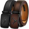 BULLIANT Men belt 2Pack,Leather Ratchet Belt for Gift Men Dress Casual Jeans 1 3/8″,Cut for Fit(2pack-black/Deep Brown7910)