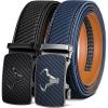 BULLIANT Men belt 2Pack,Leather Ratchet Belt for Gift Men Dress Casual Jeans 1 3/8″,Cut for Fit(2pack-black/Purplish Blue3294)
