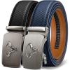 BULLIANT Men belt 2Pack,Leather Ratchet Belt for Gift Men Dress Casual Jeans 1 3/8″,Cut for Fit(2pack-black/Purplish Blue3756)