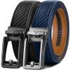 BULLIANT Men belt 2Pack,Leather Ratchet Belt for Gift Men Dress Casual Jeans 1 3/8″,Cut for Fit(2pack-black/Purplish Blue4650)