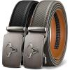 BULLIANT Men belt 2Pack,Leather Ratchet Belt for Gift Men Dress Casual Jeans 1 3/8″,Cut for Fit(2pack-black/Sacred Grey3758)