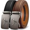 BULLIANT Men belt 2Pack,Leather Ratchet Belt for Gift Men Dress Casual Jeans 1 3/8″,Cut for Fit(2pack-black/Tawny3757)