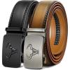 BULLIANT Men belt 2Pack,Leather Ratchet Belt for Gift Men Dress Casual Jeans 1 3/8″,Cut for Fit(2pack-black/Tawny4200)