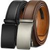 BULLIANT Men belt 2Pack,Leather Ratchet Belt for Gift Men Dress Casual Jeans 1 3/8″,Cut for Fit(2pack-black/Tawny6280)