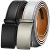 BULLIANT Men belt 2Pack,Leather Ratchet Belt for Gift Men Dress Casual Jeans 1 3/8″,Cut for Fit(2pack-black/White6282)