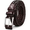 BULLIANT Mens Belts,Leather Woven Braided Belts for Gift Men Casual Jeans Golf(Burgundy1481)