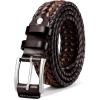 BULLIANT Mens Belts,Leather Woven Braided Belts for Gift Men Casual Jeans Golf(Deep Brown/Light Brown1486)