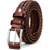 BULLIANT Mens Belts,Leather Woven Braided Belts for Gift Men Casual Jeans Golf(Light Brown1482)