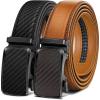 BULLIANT Men’s Ratchet Belt 2 Pack-Click Leather Belt Adjustable for Men Gift 1 3/8-Cut for Perfect Fit(2pack-black/Orange Brown4602)