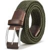 BULLIANT Stretch Belt Men,Mens Gift Woven Braided Web Belt 1 3/8 for Golf Casual Pants Shirts Jeans(Navy Green1353)