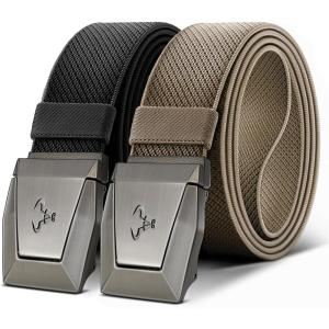 BULLIANT Men Belt 2 Pack,Nylon Web Holster Belt Stretch for Gift Men Outdoor Work Sports Hunting Hiking,Quick Release(2pack-black/Beige4096)