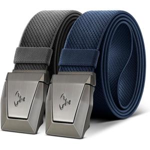 BULLIANT Men Belt 2 Pack,Nylon Web Holster Belt Stretch for Gift Men Outdoor Work Sports Hunting Hiking,Quick Release(2pack-gray/Blue4097)