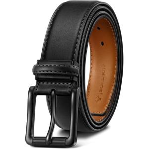 BULLIANT Men Belt,Leather Belt Adjustable For Men Dress Casual Jeans 1 3/8,Cut For Fit(Black6507)