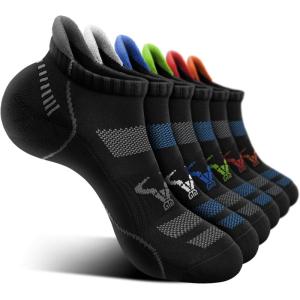 BULLIANT Men Running Socks,Active Ankle Socks No Show For Men With Cushioned Footbed Arch Support Breathable Wicking(Black 6 Color Mixed7788)