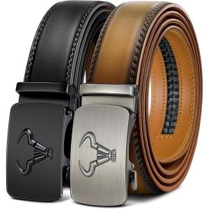 BULLIANT Men belt 2Pack,Leather Ratchet Belt for Gift Men Dress Casual Jeans 1 3/8″,Cut for Fit(2pack-black/Tawny4200)