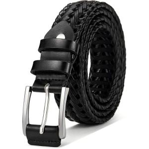 BULLIANT Mens Belts,Leather Woven Braided Belts for Gift Men Casual Jeans Golf(Black1480)