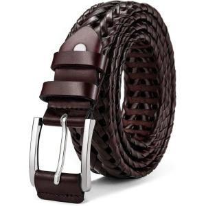 BULLIANT Mens Belts,Leather Woven Braided Belts for Gift Men Casual Jeans Golf(Burgundy1481)