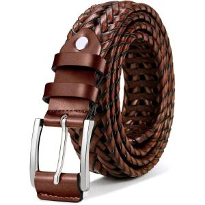BULLIANT Mens Belts,Leather Woven Braided Belts for Gift Men Casual Jeans Golf(Light Brown1482)