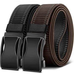 BULLIANT Mens Ratchet Belt Reversible,Web Nylon Casual Belt for Gift Men Golf Hiking Pants Jeans 2 In 1(Black/Brown1843)
