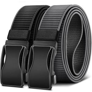 BULLIANT Mens Ratchet Belt Reversible,Web Nylon Casual Belt for Gift Men Golf Hiking Pants Jeans 2 In 1(Black/Gray1877)