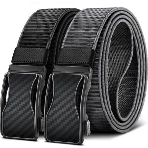 BULLIANT Mens Ratchet Belt Reversible,Web Nylon Casual Belt for Gift Men Golf Hiking Pants Jeans 2 In 1(Black/Gray2006)