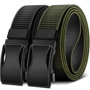 BULLIANT Mens Ratchet Belt Reversible,Web Nylon Casual Belt for Gift Men Golf Hiking Pants Jeans 2 In 1(Black/Navy Green8369)