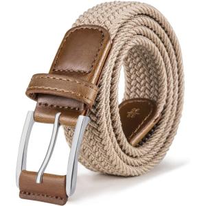 BULLIANT Stretch Belt Men,Mens Gift Woven Braided Web Belt 1 3/8 for Golf Casual Pants Shirts Jeans(Beige1240)