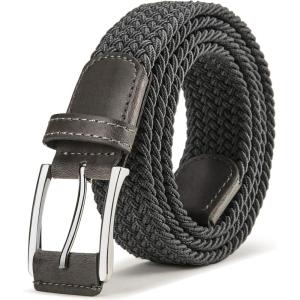 BULLIANT Stretch Belt Men,Mens Gift Woven Braided Web Belt 1 3/8 for Golf Casual Pants Shirts Jeans(Dark Gray1352)