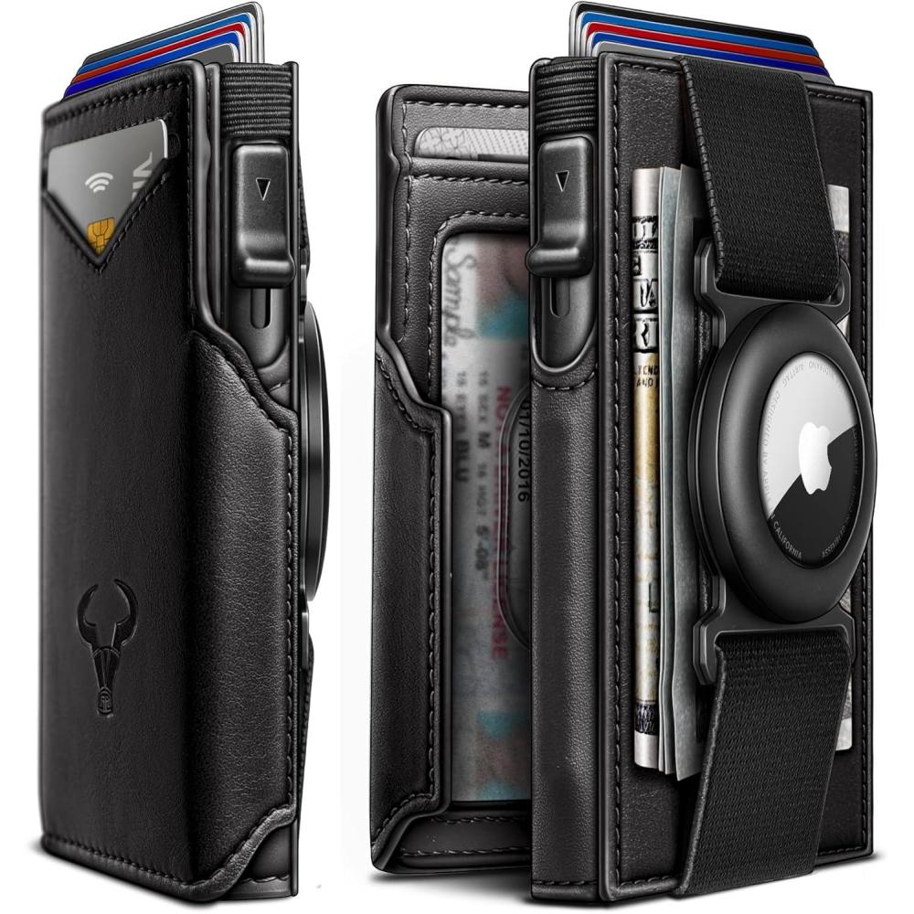 image:imageBULLIANT Men Airtag WalletSlim Front Pocket Wallet Money Clip for Men Gift 38quotx27quotPopup AccessBlack3429