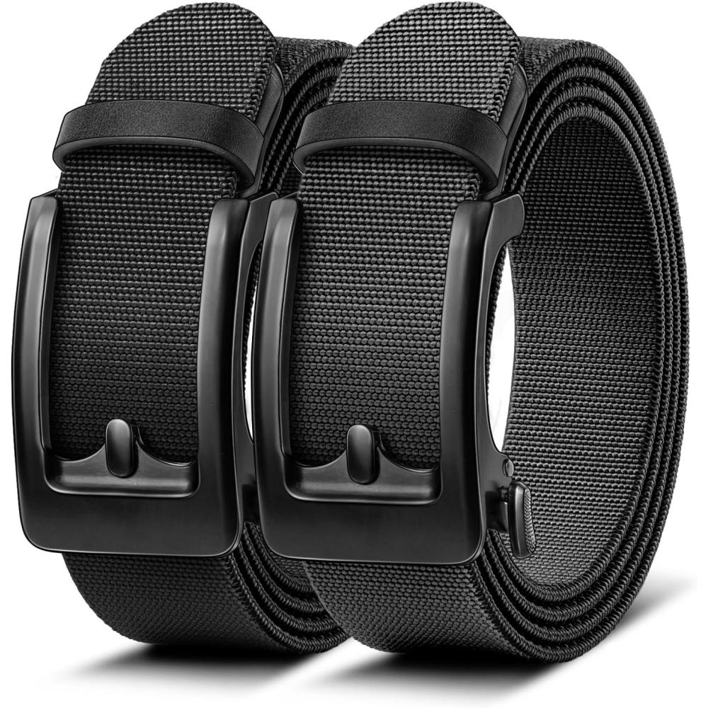 image:imageBULLIANT Men Belt MultiPackStretchable Ratchet Belt Adjustable For Men Gift Golf Casual Jeans Precise Fit2packblackDark Gray8374